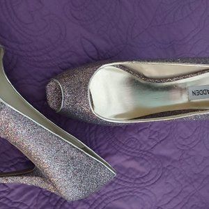Steve Madden Size 11 Platform Heels Sparkle Glitter Peeptoe